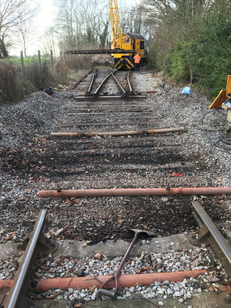 The old point being lifted clear
