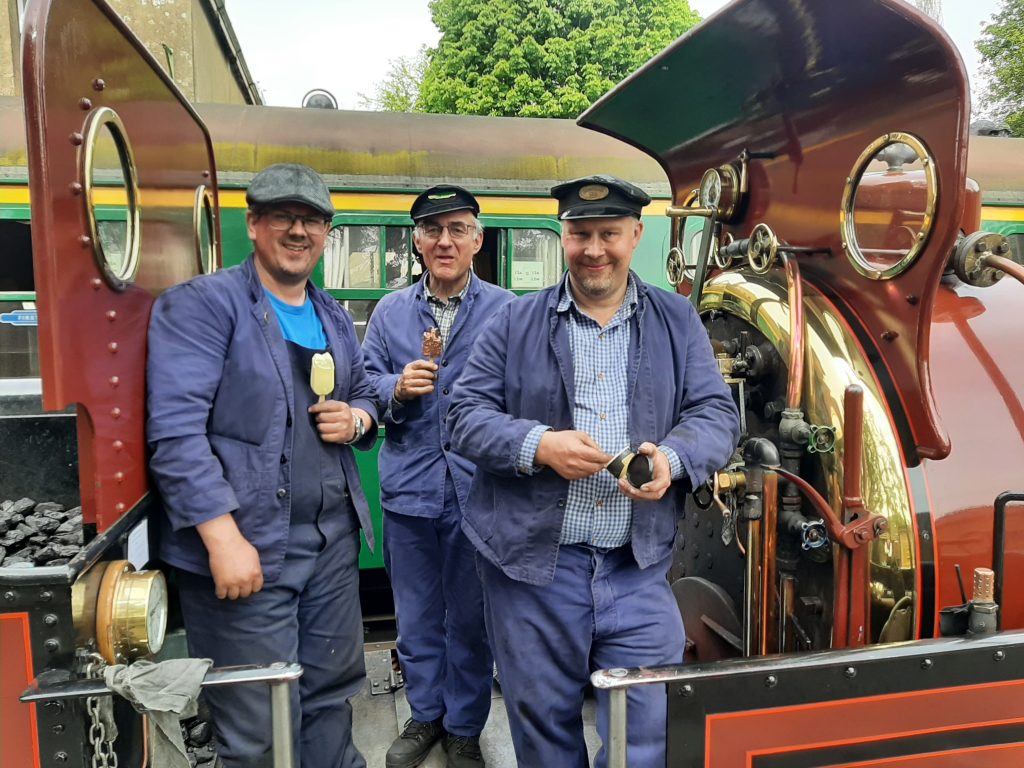 Ben with the MHR loco crew enjoying and ice cream